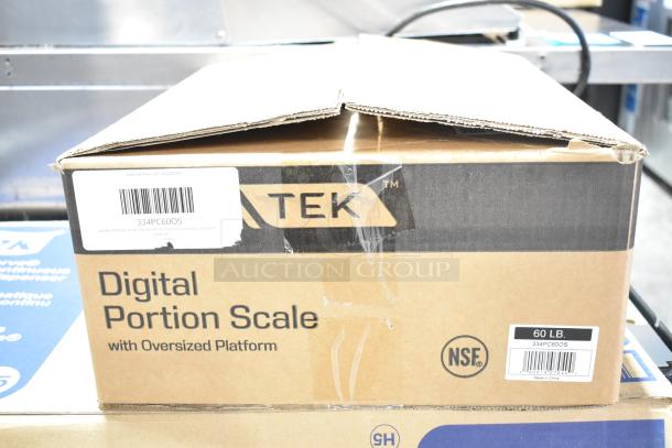 BRAND NEW AvaTek PC60OS 60 lb. Digital Portion Control Scale, visible box indicates oversized platform, NSF certified.