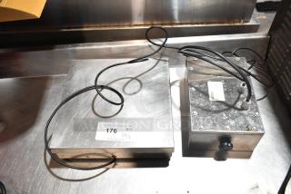 Doran DXL8100 scale base with Doran 7000XLM control head. Stainless steel, visible cables, some surface wear. Auction tag indicates item 176.