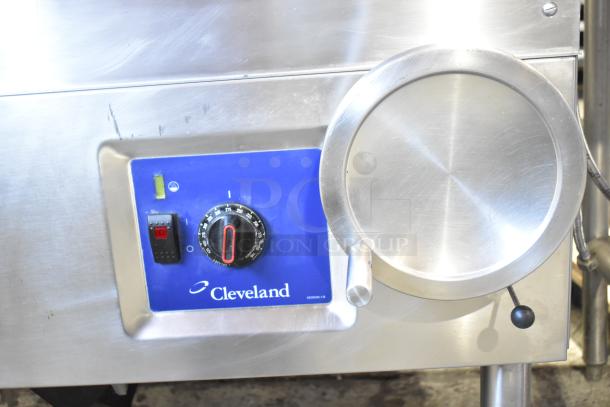 Cleveland commercial floor-style braising pan, stainless steel, temperature control knob, good condition.