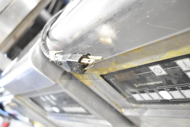 2023 Frymaster PH155CSE commercial fryer control panel, natural gas, 50 lb. capacity, 80,000 BTU, on casters, visible wear.