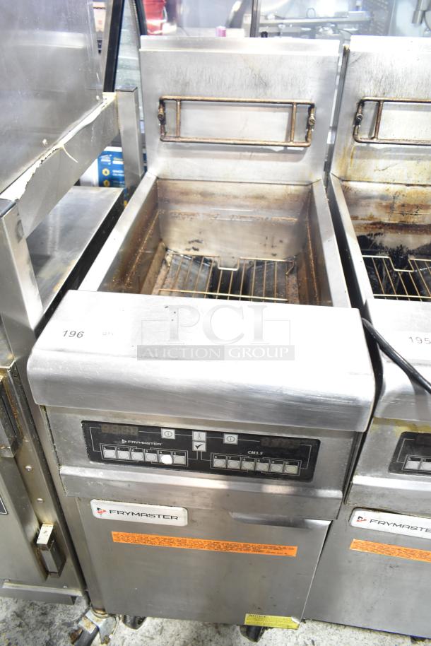 2023 Frymaster PH155CSE Natural Gas Fryer, 50 lb. capacity, on casters, 80,000 BTU, controls and Frymaster branding visible.