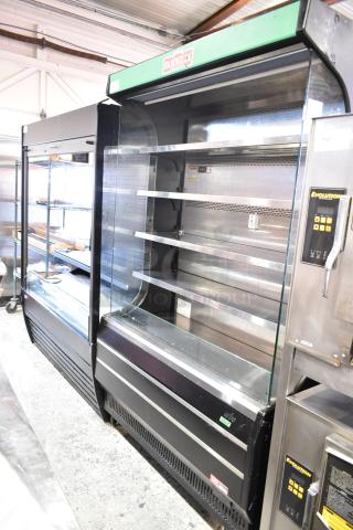 Turbo Air TOM-50B-N 50" vertical open air merchandiser on casters, 115V, 1 phase, in good condition with multiple shelves.
