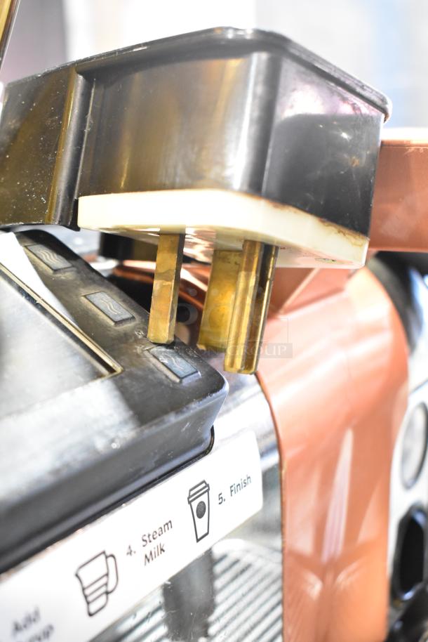 Thermoplan Mastrena II CS espresso machine control panel, stainless steel finish, steam wand visible, 250V, 1 phase.