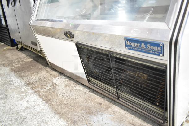 Marc Commercial Deli Display Case Merchandiser, 115V, 1 Phase, stainless steel, Roger & Sons label visible, used condition.