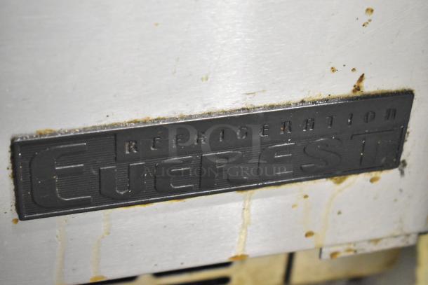 Everest EPBR2 Commercial Sandwich Salad Prep Table, missing back of mega top, with logo and visible wear.