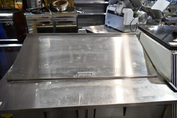 Everest EPBR2 Commercial Sandwich Salad Prep Table, Bain Marie Mega Top, missing back part, on casters, 115V, 1 Phase.