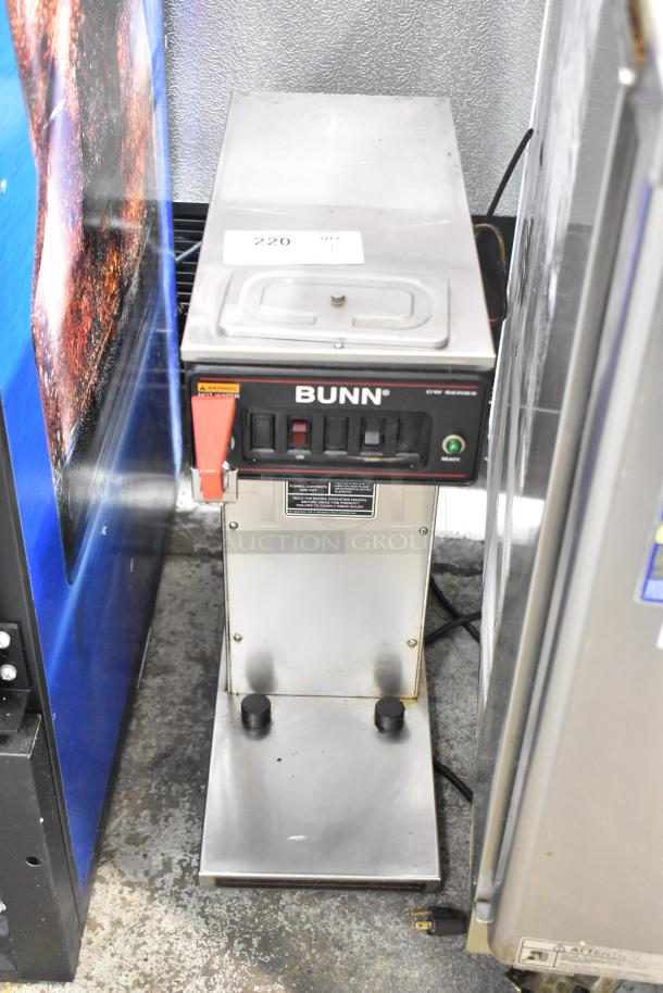 Bunn Commercial Countertop Coffee Machine with hot water dispenser, stainless steel, visible control panel, used condition.