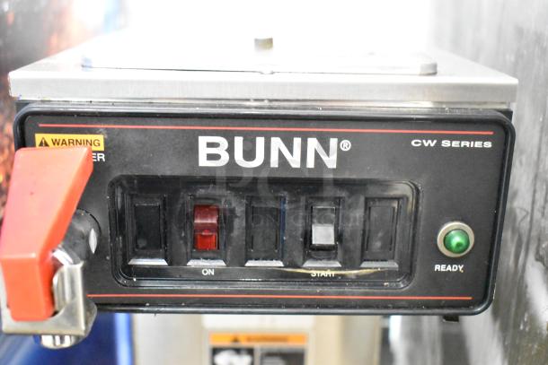 Bunn Commercial CW Series Coffee Machine with hot water dispenser, control panel with on/start switches and ready indicator.
