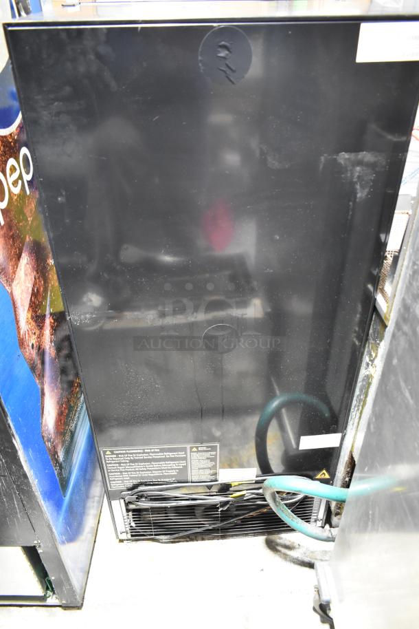 IDW Commercial Single Door Reach-In Cooler, 115V, displayed from the back, with visible power cord and caution label.