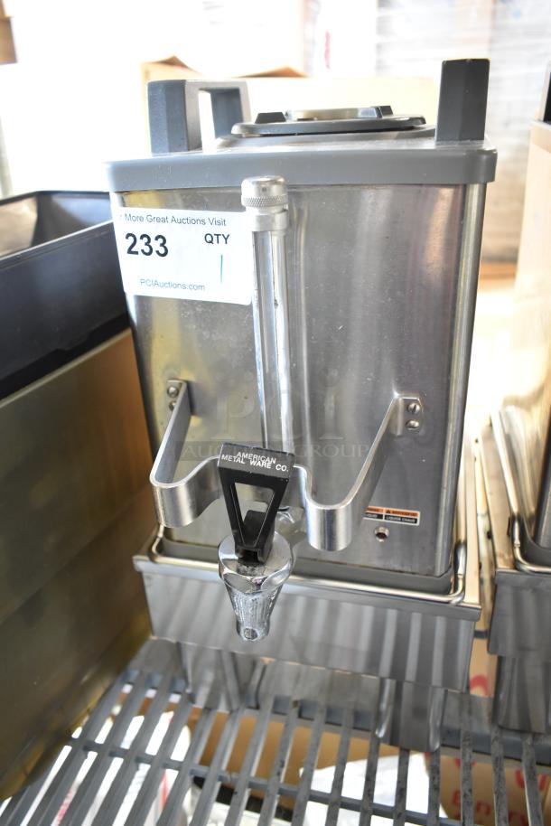 Bunn SH-S Server Satellite Server on stand, stainless steel, 120V, 1 Phase, visible model marking and auction label.