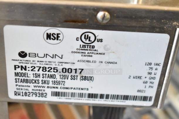 Bunn SH-S Server Satellite with Stand, 120V, 1 Phase. Model 1SH Stand, NSF and UL certified, assembled in Canada.