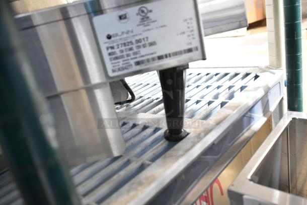 Two Bunn SH-S Server Satellite Servers on a stand. Features visible labeling detailing 120V, 1 Phase.