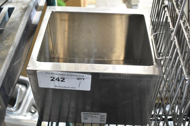 Server SR-2S Countertop Topping Rail, stainless steel, excellent condition, auction label 242 visible on the front.