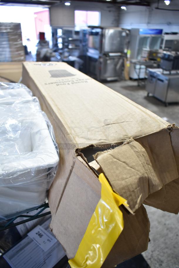 16 items incl. black poly trays, insulated drop-in bins, and Cambro RFS4148 container. Packaging appears worn.