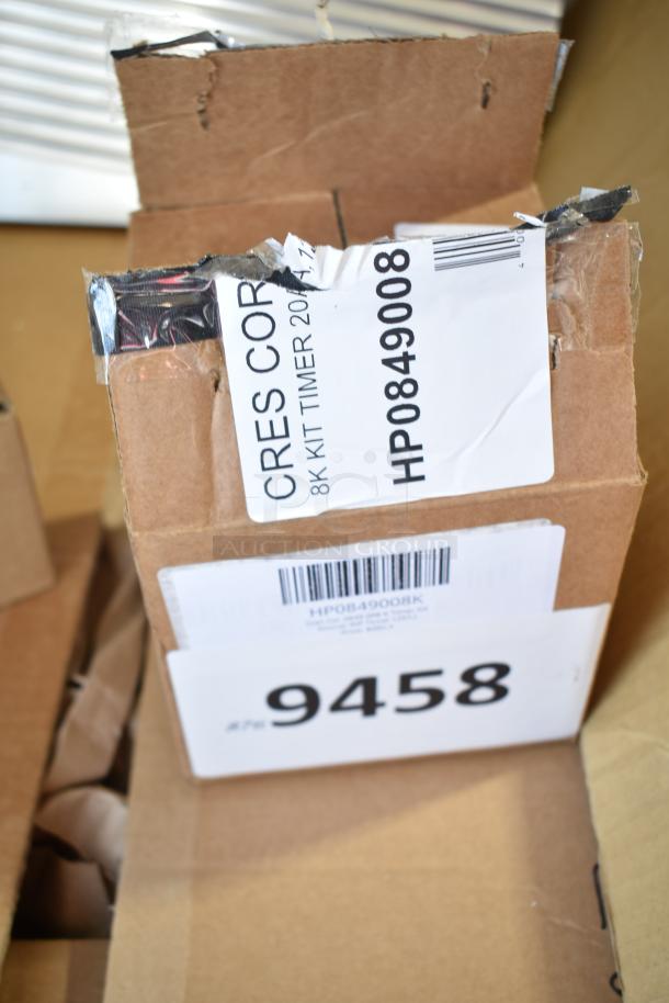 Cardboard box labeled "Cres Cor 0849 008 K Timer Kit" with product code HP0849008K; box appears slightly damaged.
