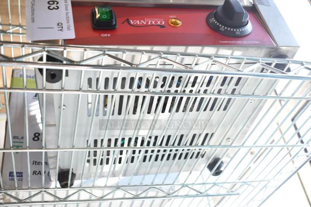 Avantco 177PG100S commercial panini grill, brand new, scratch and dent, with smooth plates and 8.5"x8.5" cooking surface.