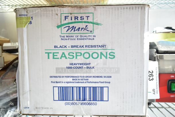BRAND NEW SCRATCH AND DENT Nemco 6100A 7 Qt. Countertop Warmer, 120V, 1 Phase. Box indicates it’s heavyweight, black, break-resistant teaspoons by First Mark.