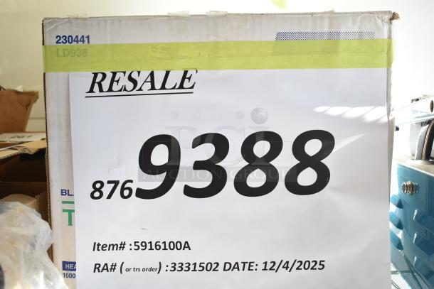 Brand new scratch and dent Nemco 6100A countertop warmer, 7 Qt capacity, 120 volts, 1 phase, model 5916100A, resale tag visible.