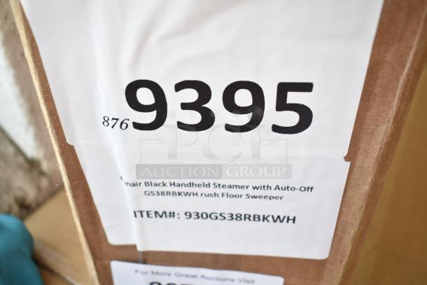 Brown box for Conair Black Handheld Steamer GS38RBKWH. Labeled "Item#: 930GS38RBKWH" with signs of scratch and dent.