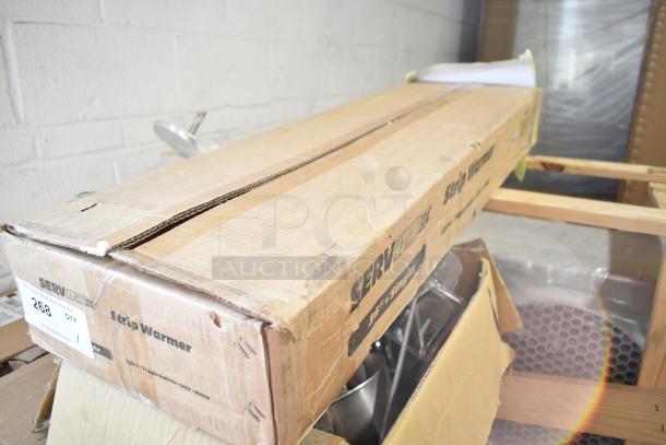 BRAND NEW ServIt 36" lighted strip warmer in box, scratches on packaging, single toggle control, model 423SW36TLHA, 120V, 970W.