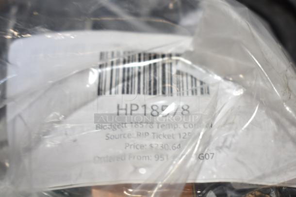 Box of various items including Berkel blade, point switch, and ignition control in scratch and dent condition. Visible label shows "HP18578" and price $230.64.