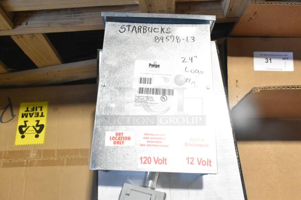 2022 Paige 980054C LED Power Supply Box, 120V/12V, new condition, "Dry Location Only" label visible, installation required.