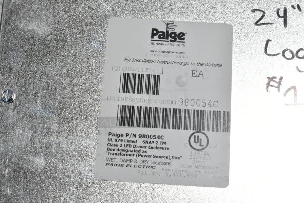 2022 Paige 980054C LED Power Supply Box, UL 879 Listed, steel enclosure, suitable for wet, damp, and dry locations.