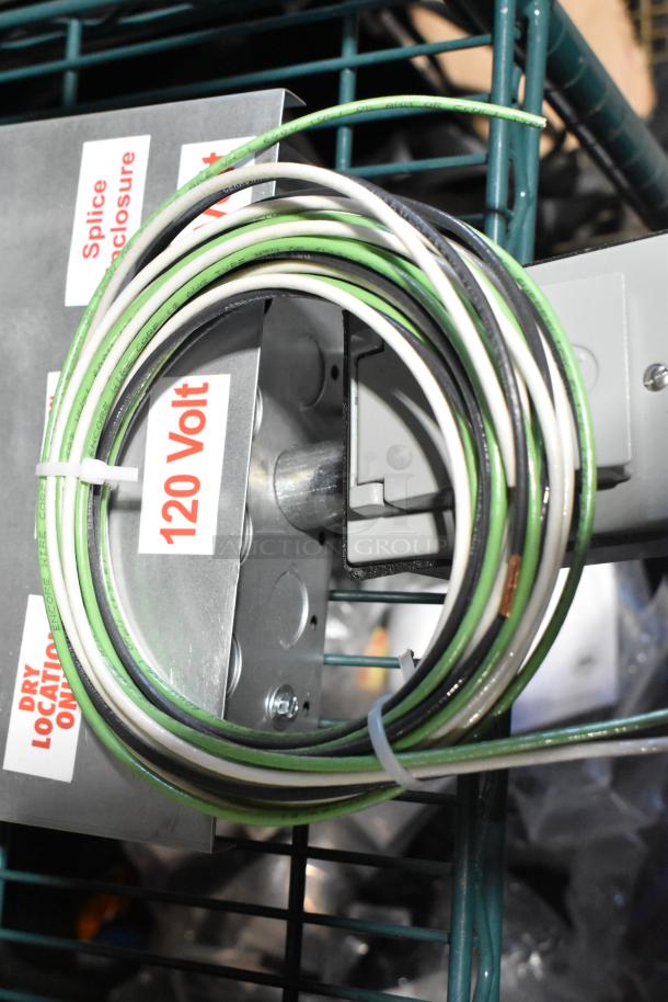 Paige 980054C LED power supply box with 120V wiring, labeled for dry location use, new condition.