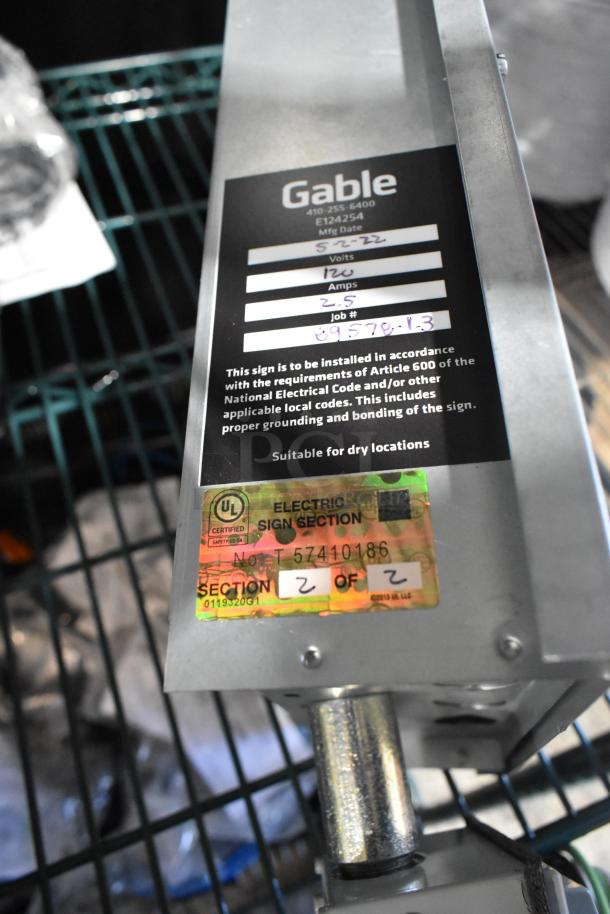 Paige 980054C LED Power Supply Box with Gable label, 120V, 2.5A. UL certified, electric sign section marked "2 of 2".