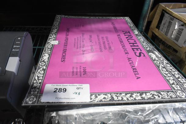 Arches Watercolor Paper Pad, 300 gsm, 22"x30", hot-pressed, 100% cotton, includes 8 pieces, item 289, PCI Auctions.