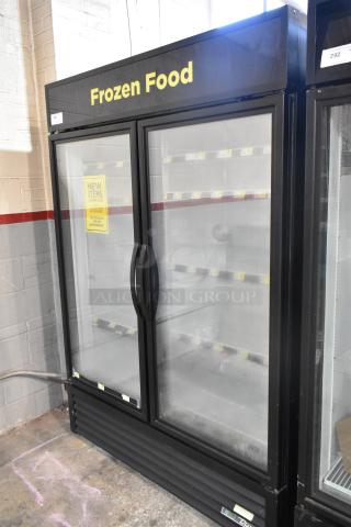 2020 True GDM-49F-HC commercial 2-door freezer merchandiser, glass doors, excellent condition, 115/208-230V, 1 phase.