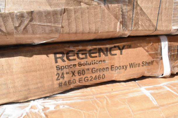 Regency 24" x 60" green epoxy wire shelf, model #460EG2460, in original packaging. Brand new, scratch and dent condition.
