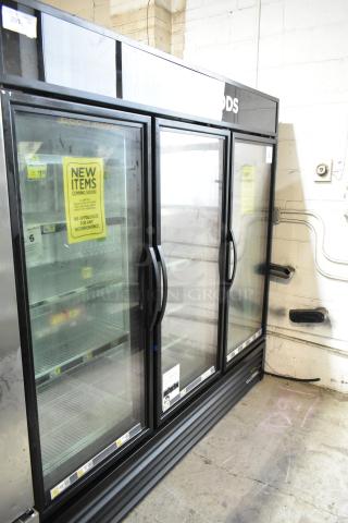2025 True GDM-72F-HC Commercial 3 Door Reach in Freezer Merchandiser. 115/208-230 Volts, 1 Phase. Tested and Working!
