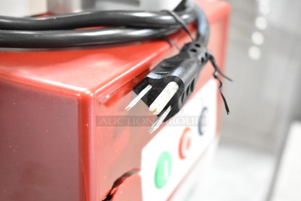 BRAND NEW SCRATCH AND DENT! Robot Coupe R2N Food Processor, 3 Qt Gray Bowl, 120V, 1 hp, shows cord and plug.