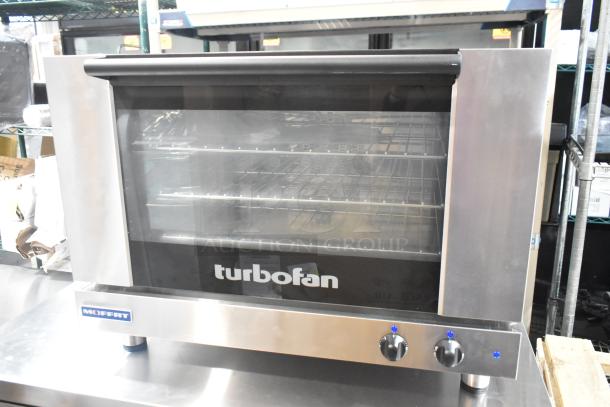 Moffat Turbofan E27M3 commercial convection oven, 2024 model, brand new with scratches. 208V, 1 phase, stainless steel finish.
