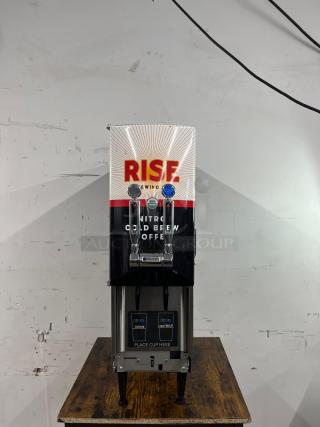 Bunn 51600.0106 Nitron CT-Base cold brew coffee dispenser, 2-gallon, countertop; features "RISE" label and dual taps.