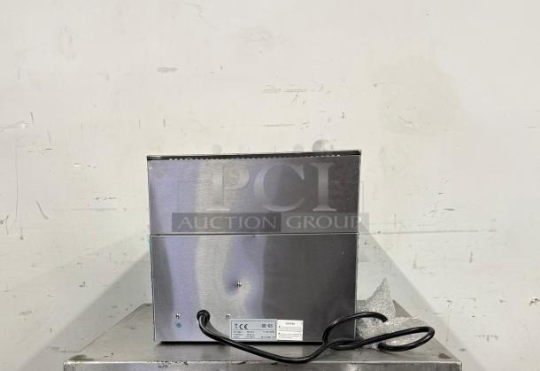 Prepline GS3 Countertop 2 Burner Electric Hot Plate, model GS3, stainless steel, rear view with visible power cord and labels.