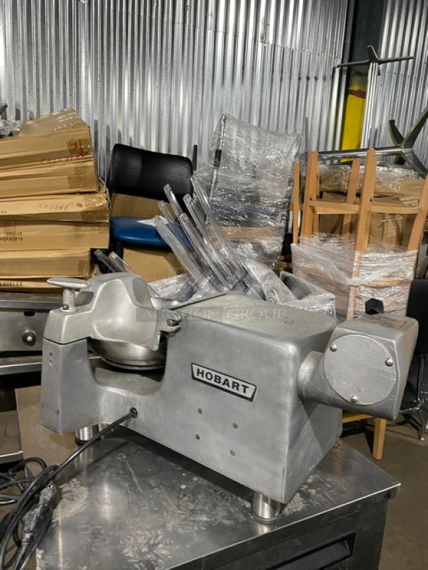 Hobart Model 84145 commercial heavy-duty buffalo chopper with 14" stainless steel mixing bowl; 115V, 1 phase; on legs.