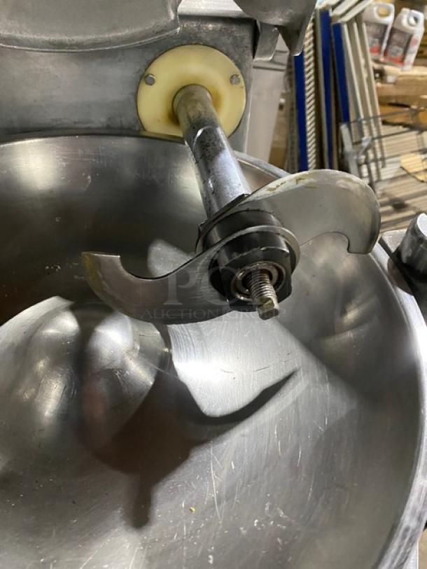 Hobart 84145 commercial food processor with stainless steel 14" bowl. Electric, heavy-duty, on legs. Model: 84145, in used condition.