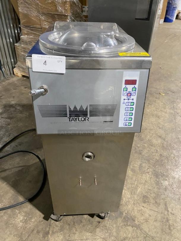 Taylor CH0327 gelato machine, stainless steel, clear lid, digital control, on casters, 208-230V, 1 Phase, Model SN: K80550906.