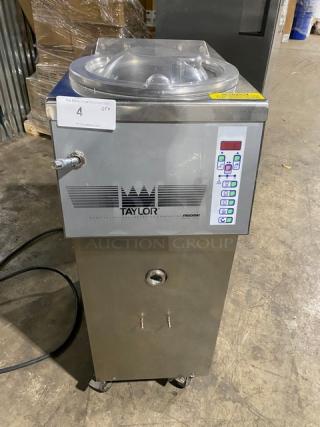 Taylor CH0327 gelato machine, stainless steel, clear lid, digital control, on casters, 208-230V, 1 Phase, Model SN: K80550906.