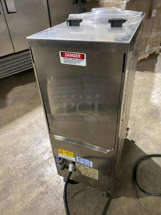 Taylor CH03-27 gelato machine; stainless steel, electric, free-standing, digital control, clear lid, on casters, 208-230V.