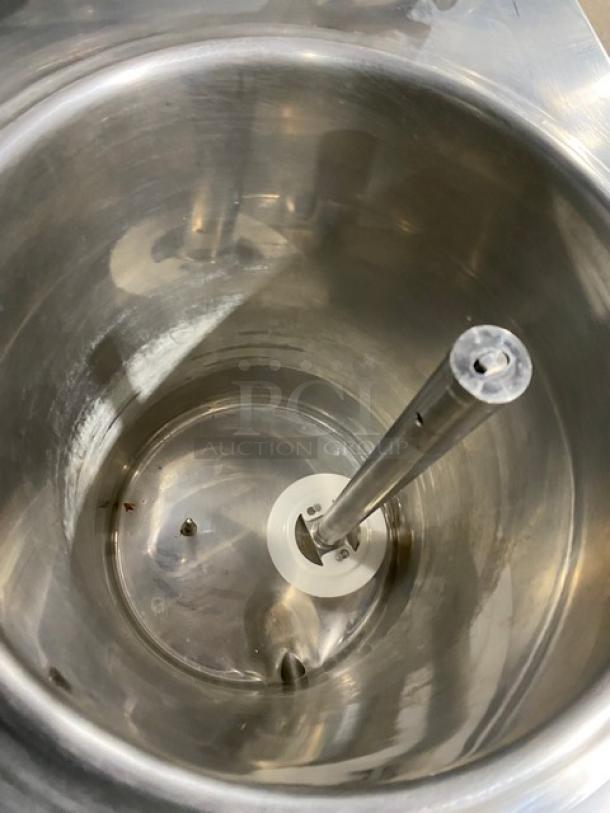 Taylor CH03-27 stainless electric gelato machine interior with spindle, clear lid, and digital control, on casters.