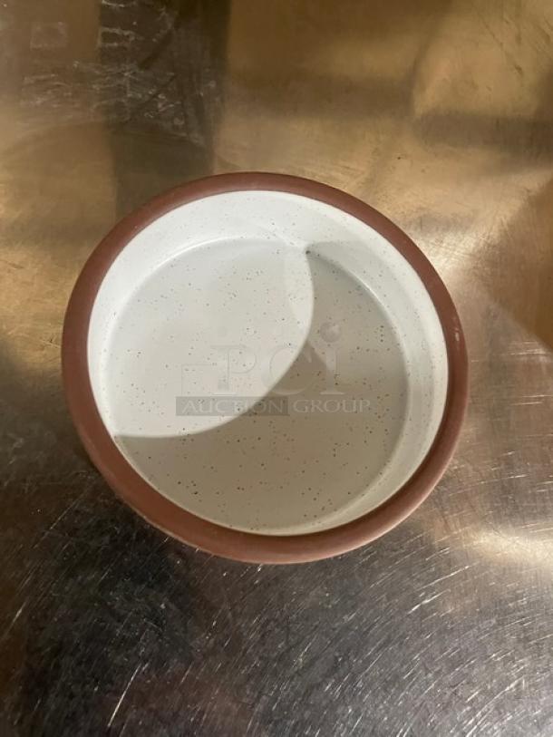 Steelite International Maham Spice Collection stoneware tray, 4" round, 1-1/8" deep, 4 oz, model 6212RT012, sea salt finish.