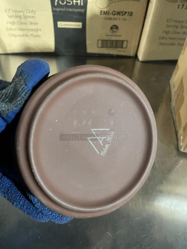 Steelite International Maham Spice Collection stoneware stacking tray, 4" round, 1-1/8" deep, model 6212RT012.