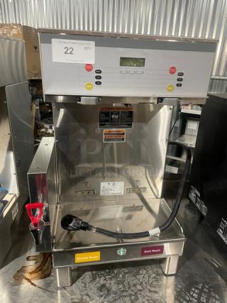 Bunn Dual Coffee Brewer DUALSHDBC, stainless steel, countertop model, 120/208V, 1-phase, labels for roast types.