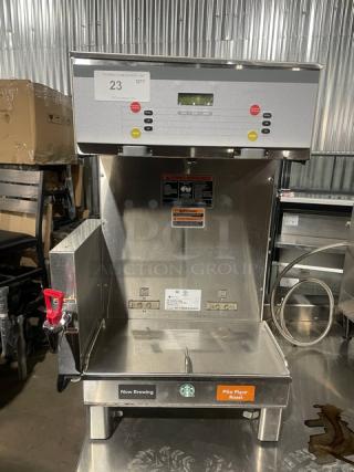 Bunn DUALSHDBC stainless steel dual coffee brewer, serial DUAL209451, 120/208V, 1 phase; countertop model in good condition.