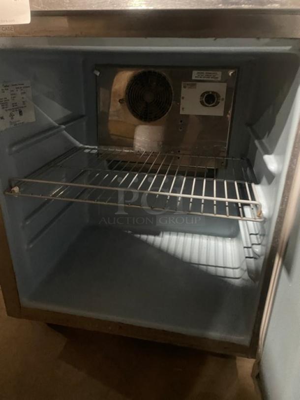 Delfield model 406STAR2 stainless steel undercounter refrigerator with poly coated wired rack, 115V, 1 phase.