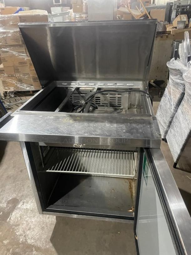 Turbo Air M3 Series refrigerated prep table, model MST-28-12, stainless steel, single door, on casters, good condition.