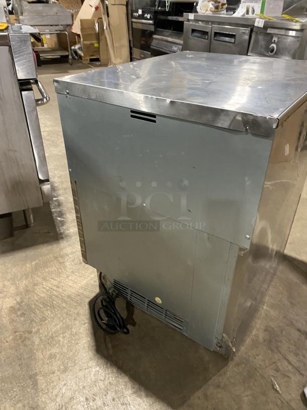Hoshizaki KM-160BAJ stainless steel ice maker, air-cooled, crescent-cube style, 115V, good condition.